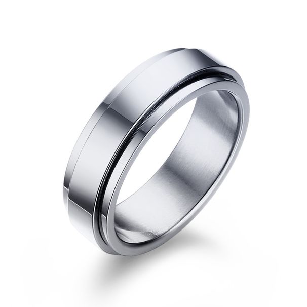 Men's Jewelry Rotatable Stainless Steel Male And Female Couple Ring Gold 6MM Rotating Smooth Plain Ring Index Finger_ipsvogv.com
