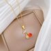 【 】 Fruit Cherry Fashion Light Luxury Charm Gorgeous Full Diamond Necklace Women's Versatile Clavicle Chain Titanium_ipsvogv.com