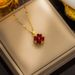 New Full Diamond Four Leaf Grass Necklace Women's Korean Edition With Colorful Zircon Titanium Steel Lock Bone Chain,_ipsvogv.com