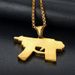 Hip Hop Jewelry Titanium Steel Gold-Plated Diamond-Studded Submachine Gun Pendant Necklace_ipsvogv.com