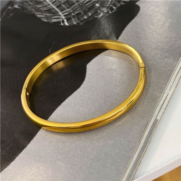Elegant Lady Solid Color Titanium Steel Plating Inlay Zircon Bangle_ipsvogv.com