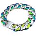 Heavy 316l Stainless Steel 32mm Solid Necklace Steel and Rainbow Dual Colors Men's Jewelry_ipsvogv.com