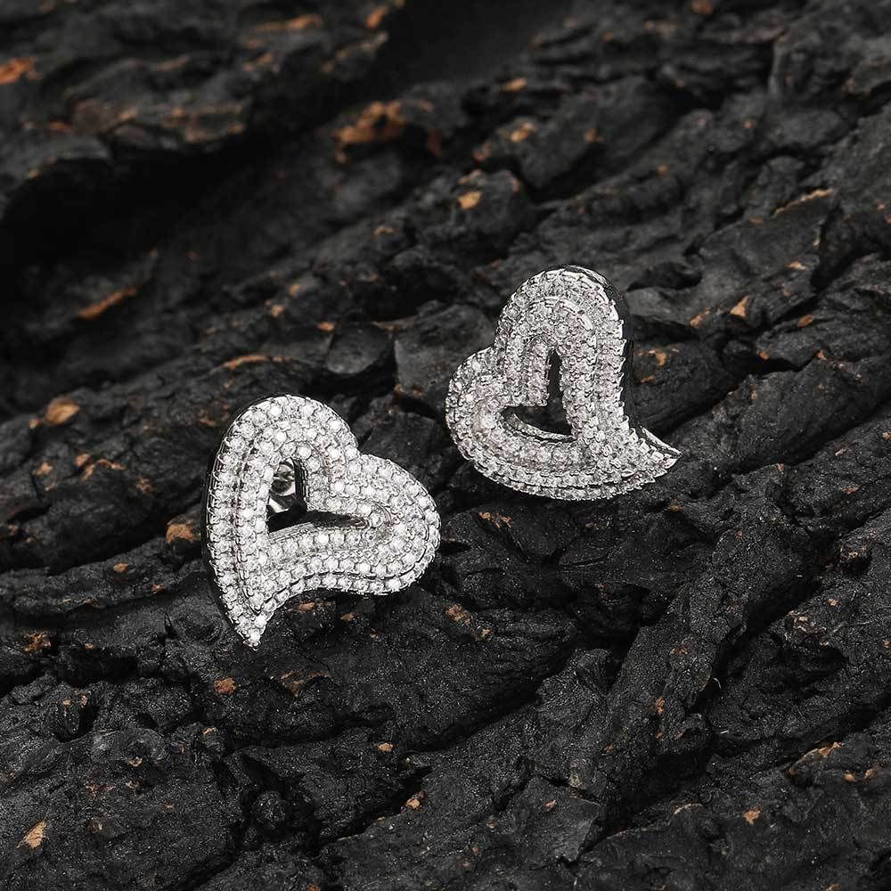 DIY Jewelry Accessories Alloy Inlaid Diamond Gold Studs Flat Head Pins With Heart Earring Backs_ipsvogv.com