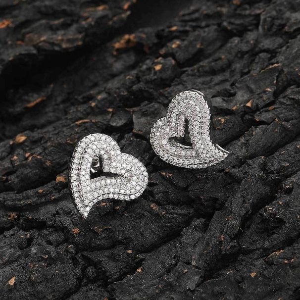 DIY Jewelry Accessories Alloy Inlaid Diamond Gold Studs Flat Head Pins With Heart Earring Backs_ipsvogv.com