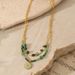 Turquoise Stone Beaded Necklace - Gold Plated Stainless Steel Clavicle Chain_ipsvogv.com