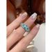 Sicily Island "Cold Wind Full Diamond Zircon Light Luxury Exquisite Unique Premium Blue Ring_ipsvogv.com
