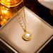 Temperament Gold Square Titanium Steel Necklace Versatile Zircon Necklace Temperament Colorful Mabei Necklace_ipsvogv.com