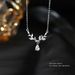 S999 Silver Light Luxury Elegant Laurel Goddess Leaf Water Drop Diamond Necklace Fashionable Clavicle Chain Design_ipsvogv.com