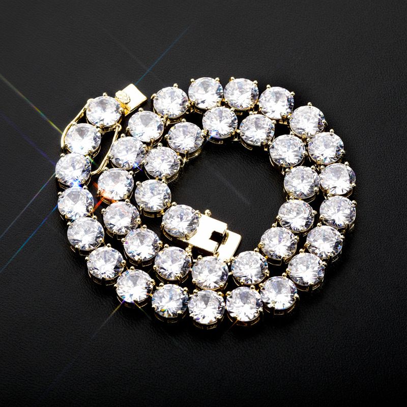 Hip Hop Style Necklace 8-10mm Single Row Full Diamond Unisex Personality Trendy Tennis Chain_ipsvogv.com