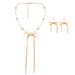 Korean Fashion Simple Pearl Metal Ribbon Bowknot Necklace Clavicle Chain NK24710_ipsvogv.com