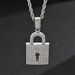 Small niche personality style trendy men's with simple inlaid lock design pendant Cuban chain versatile necklace_ipsvogv.com