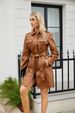 New mid-length leather coat with belt long-sleeved leather trench coat fashionable coat woman_ipsvogv.com
