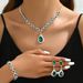 Hot Selling Full Diamond Large Water Drop Crystal Necklace Earrings Bracelet Jewelry Three-Piece Set_ipsvogv.com