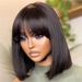 hot selling Glueless Straight Human Hair With Bangs Fringe Short Bob No Lace Full hine Made Cheap Black Wigs for Women Brazilian_ipsvogv.com