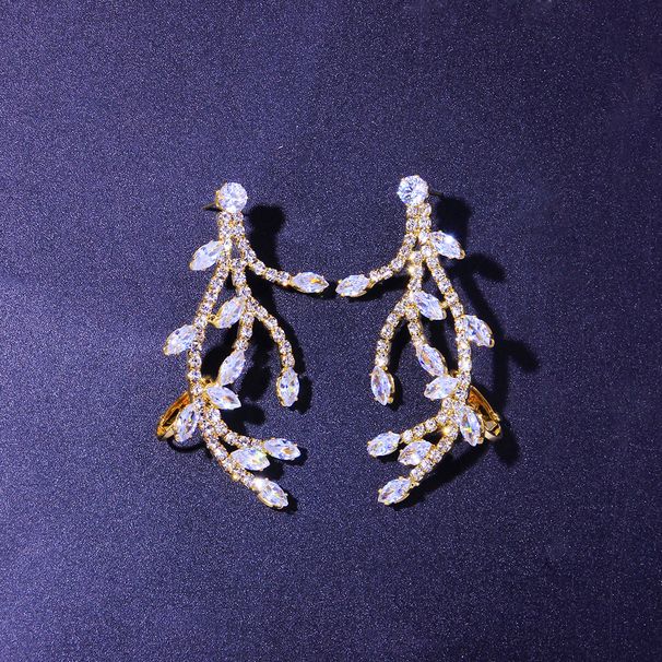 Hot-selling Jewelry Disordered Branch-shaped earrings Trendy Double Buckle Micro-inlaid Zircon earrings earrings_ipsvogv.com