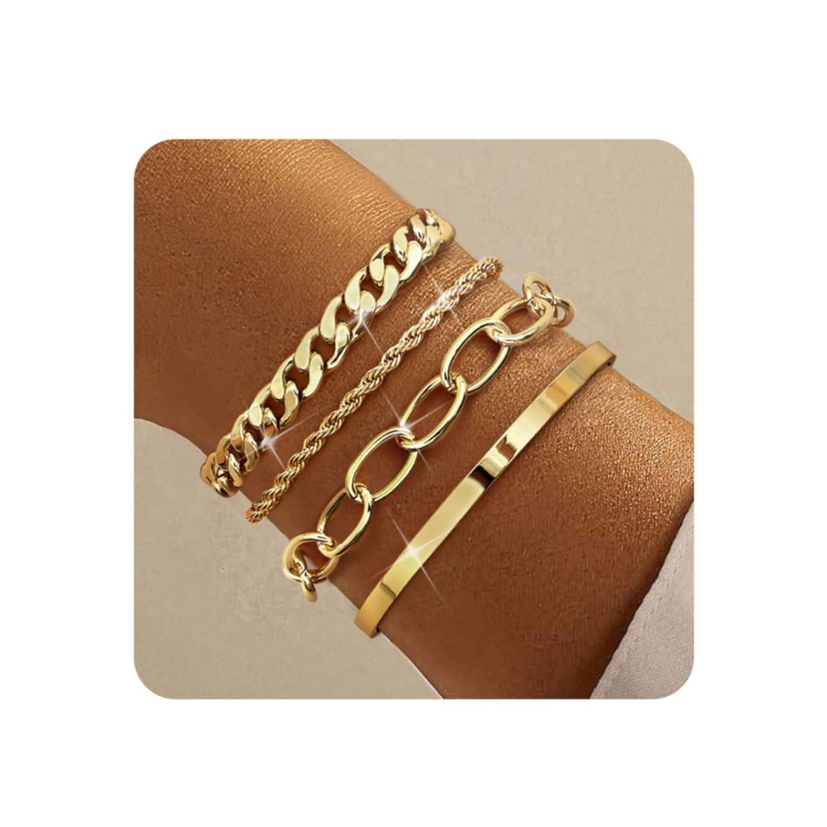 Hot Sale New Style Punk Hip Hop Style Personality Exaggerated Combination Set Bracelet Four Piece Set_ipsvogv.com