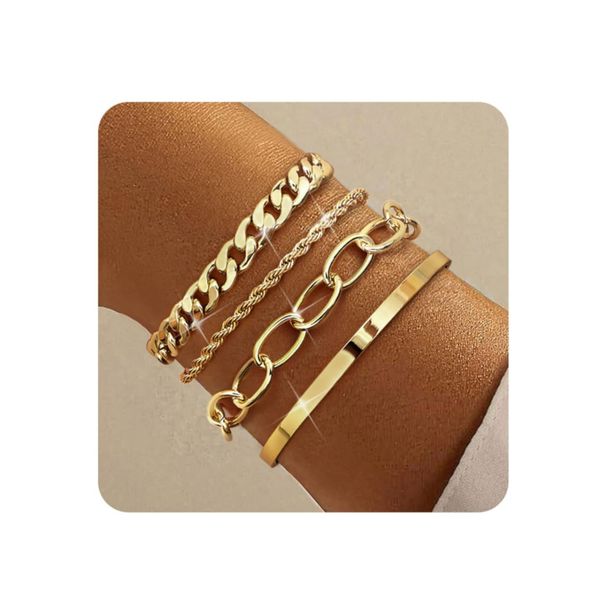 Hot Sale New Style Punk Hip Hop Style Personality Exaggerated Combination Set Bracelet Four Piece Set_ipsvogv.com
