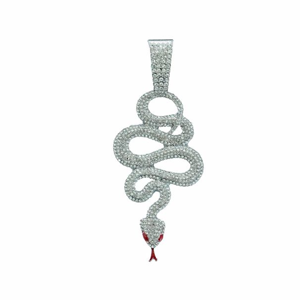 Renqing New Hot Selling 2025 Zodiac Alloy Pendant Full Diamond Spirit Snake Coiled Hip Hop Fashion Men's Necklace_ipsvogv.com
