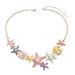 Ins star shell long for women, versatile high-end, set with pearls and oil droplets, collarbone chain necklace_ipsvogv.com