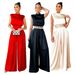 Women's fashion wide leg pants solid color high collar sleeveless waist jumpsuit_ipsvogv.com