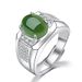 Simple Elegant Hetian Biyu Men's And Women's Open Silver Inlaid Plated White Jade Diamond Ring_ipsvogv.com