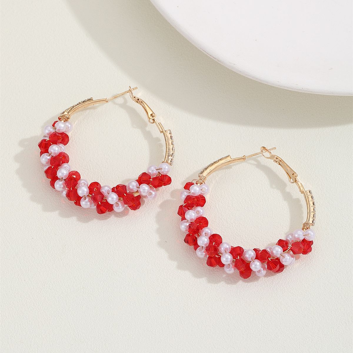 French Style Pearl Crystal Hoop Light Luxury Gentle Temperament Socialite High-end Earrings Slimming Versatile_ipsvogv.com