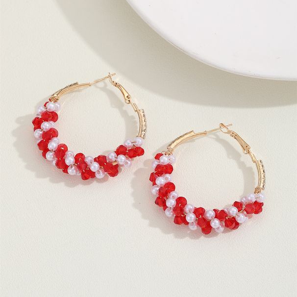 French Style Pearl Crystal Hoop Light Luxury Gentle Temperament Socialite High-end Earrings Slimming Versatile_ipsvogv.com
