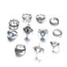 Retro Diamond Carved Starry Sky Gemstone 11 Piece Combination Set Ring_ipsvogv.com