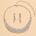 Women’s Jewelry Set Fashion New Style Dazzling Full Diamond Rhinestone Necklace Earrings Set Bridal Wedding Jewelry Temperament Simple Versatile Set_ipsvogv.com