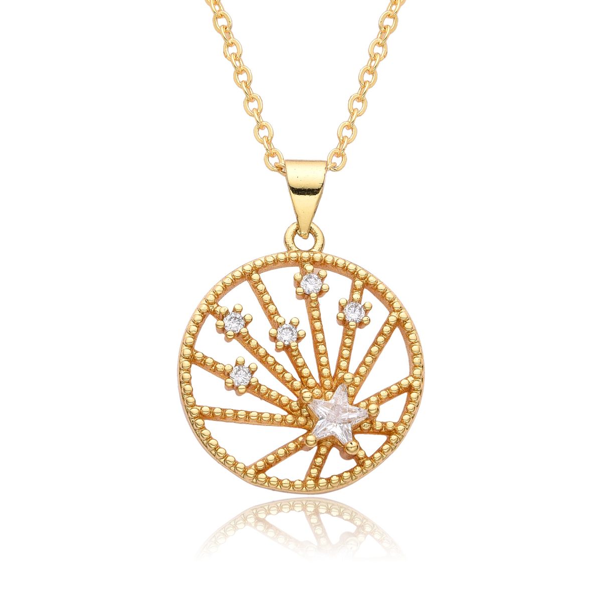 Micro Inlaid Colored Zircon Necklace - Simple Round Pendant, European & American Style Jewelry For Women_ipsvogv.com
