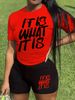 Women's short-sleeved shorts letter print suit two-piece suit_ipsvogv.com