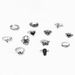 New Drip Oil Cross Spider Butterfly Black Peach Heart Mushroom Poker 12 Piece Ring Set_ipsvogv.com