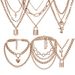 Accessories Fashion Chain Cold Wind Multi Element Geometric Peach Heart Style Necklace Set_ipsvogv.com