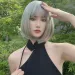 hot selling Grey Bob Synthetic Natural Hair with Fluffy Bangs for Women Short Straight Wigs Heat Resistant Daily Cosplay Wig_ipsvogv.com