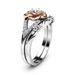 Sanjie Diamond Inlaid Flower New Jewelry Rose Shaped Women's Pair Ring Two Tone Handmade_ipsvogv.com