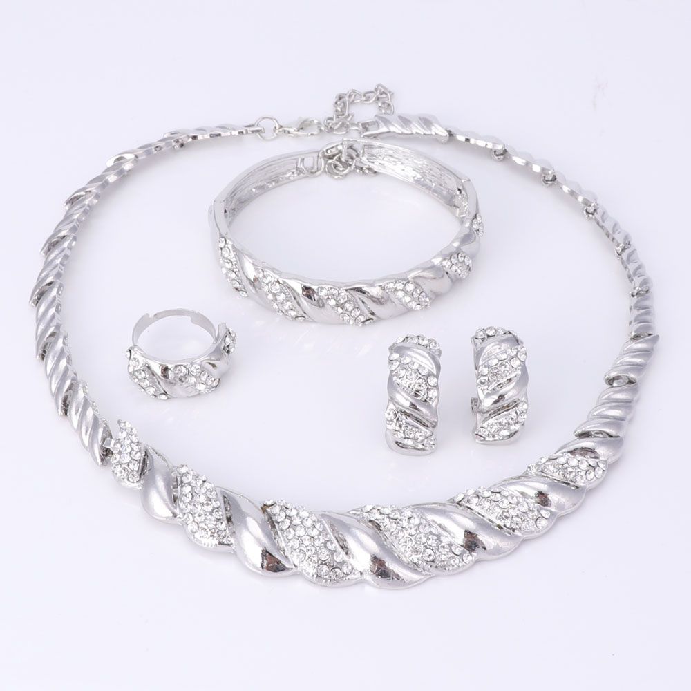 Italy New Design Gold Color Crystal Sets For Women Party Necklace Earring African Beads Jewelry Set Gift_ipsvogv.com