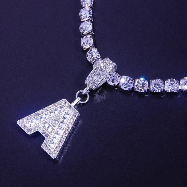 Diamond Letter Necklace Simple Alloy Custom Pendant Necklace Hip-hop Joker Jewelry Choker_ipsvogv.com