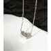 Sterling Silver Necklace Women's Texture Square Pendant Autumn and Winter Woolen Chain Bead Chain Advanced Sense Niche Ins Jewelry_ipsvogv.com