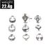 New Dot Diamond Flower Feather Carved Opening 9-piece Set Ring_ipsvogv.com