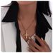 gold stainless steel white square zircon cross pendant necklace female jewelry_ipsvogv.com