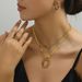 Fashionable and minimalist style ring, women's necklace, jewelry set, niche leaf drip oil design earrings, long chain_ipsvogv.com
