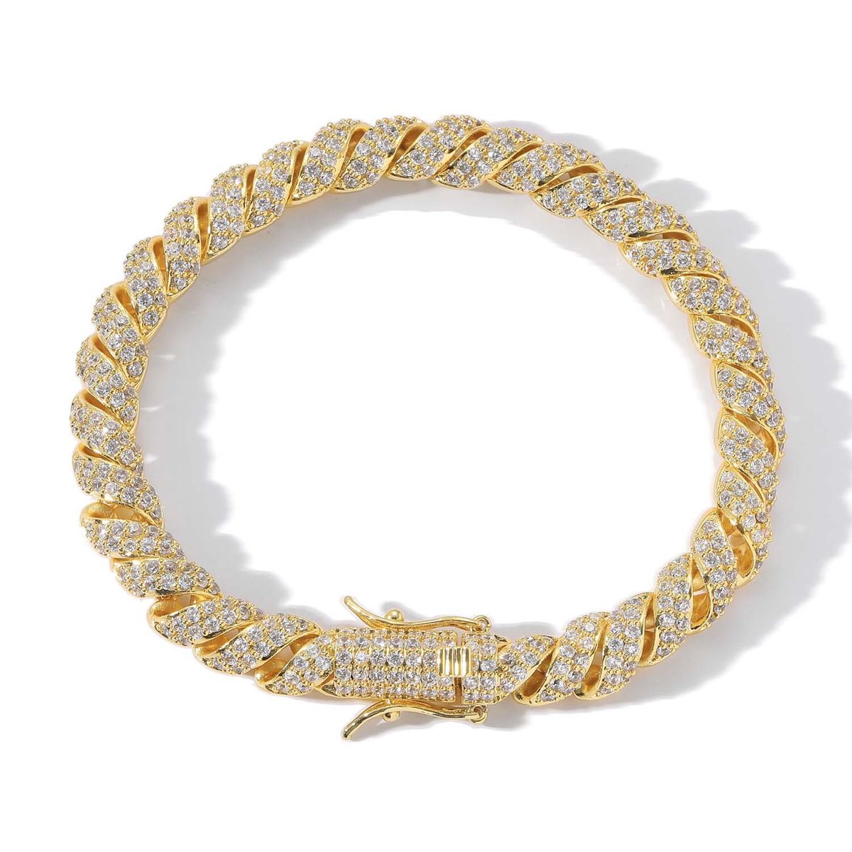 Men’s Jewelry Set Fashion Necklace Men's Hip Hop 8mm Twisted Chain Rope Chain Full Of Zircon Cuban Necklace Trendy Men's Hip Hop Accessories_ipsvogv.com