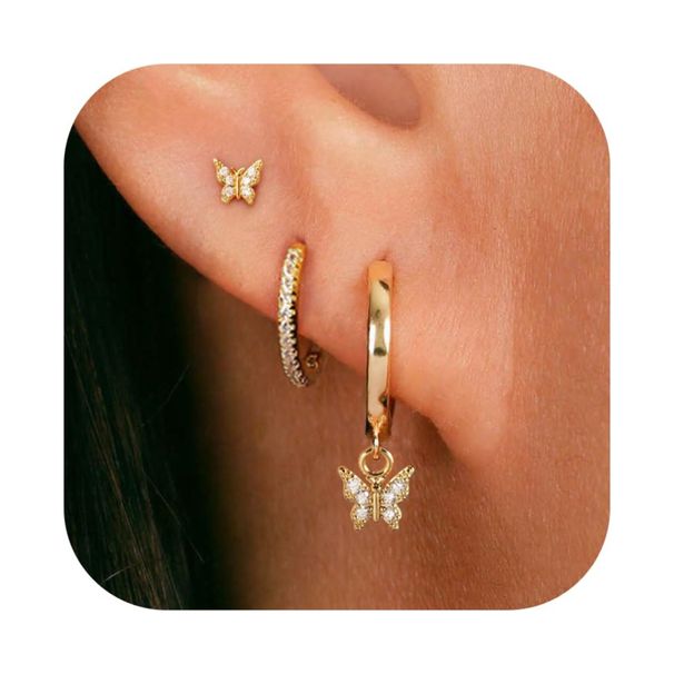 Women’s Jewelry Set Fashion Real Gold Brass Electroplating Inlaid Zircon Luxury Butterfly Pendant High End Ladies Earrings Set_ipsvogv.com