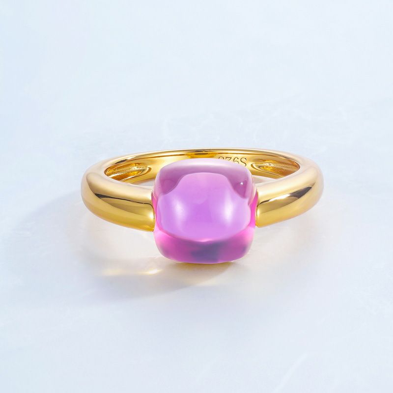 Egg Shaped Candy Colored Ring S925 Silver Inlaid Amethyst Ring Style Fashionable And Simple All Match_ipsvogv.com