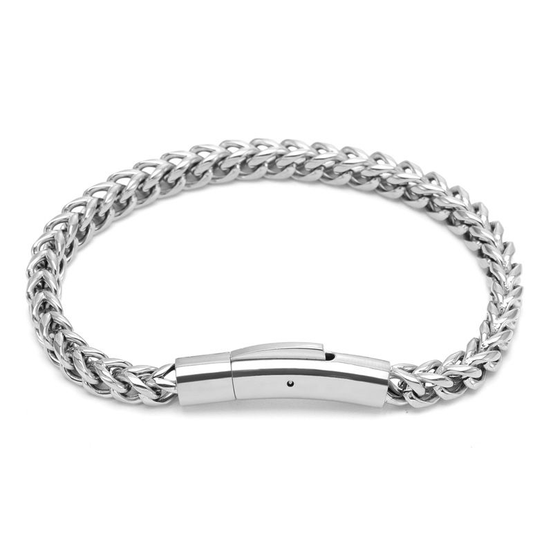 Minimalist Trendy Style Stainless Round Dragon Bone Chain Men's Titanium Steel Polished Bracelet_ipsvogv.com