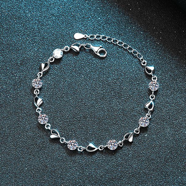 S Pure Silver Mosang Stone Bracelet Women's To Heart Noble Handicraft Plated With Pt950 Gold Straight_ipsvogv.com