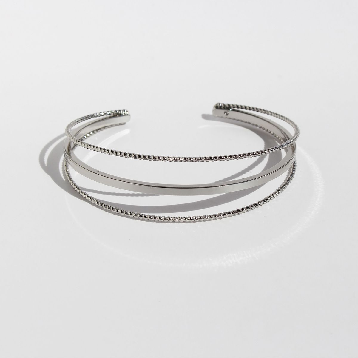 Women's Jewelry Minimalist Geometric Three Layer Line Open Bracelet Twist Faceted Bracelet Wrist Ornaments Copper Gold Plated_ipsvogv.com