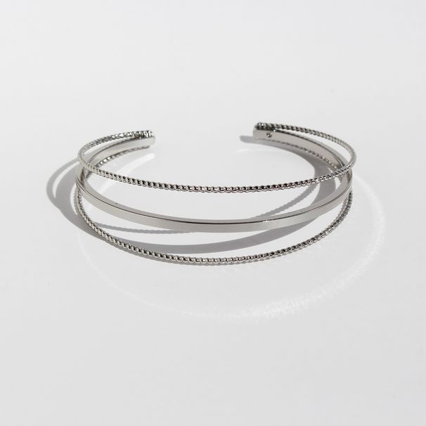 Women's Jewelry Minimalist Geometric Three Layer Line Open Bracelet Twist Faceted Bracelet Wrist Ornaments Copper Gold Plated_ipsvogv.com