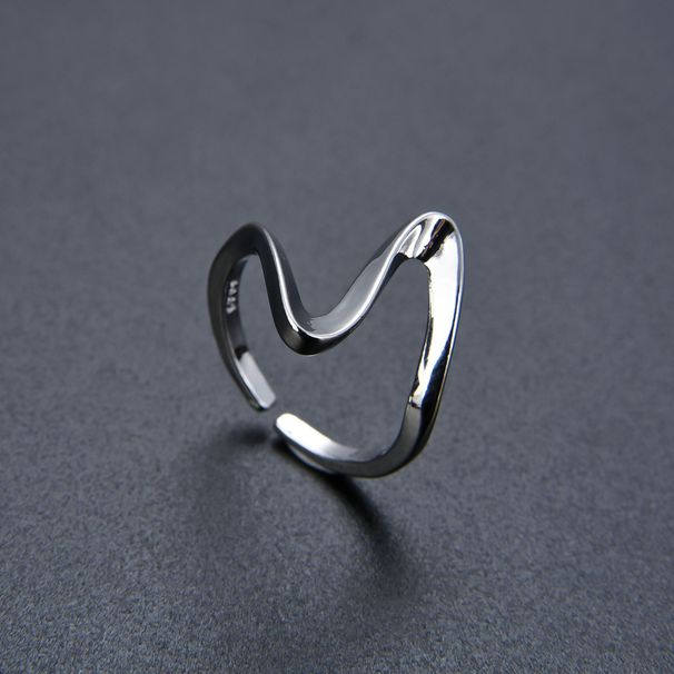 Simple Color Preserving Personality ECG Wave Irregular Ring Opening Adjustable Men's And Women's Ring Bracelet INS Style_ipsvogv.com