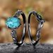 Sanjie's New RING Alloy Inlaid Turquoise Electroplated Gun Black Women's Engagement Ring_ipsvogv.com